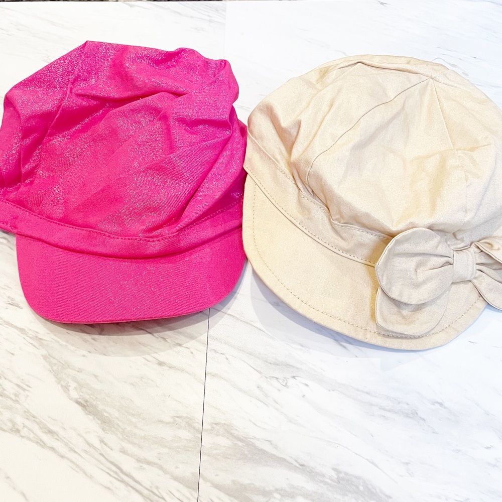 NWT Gymboree Shimmery Hat Bundle Pink and Gold Newsboy Cap Size Medium